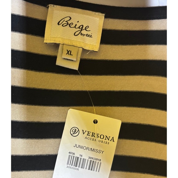 New with Tags Beige by ECI Striped Maxi Dress Black Cream Crisscross Waist Sz XL - Picture 5 of 6